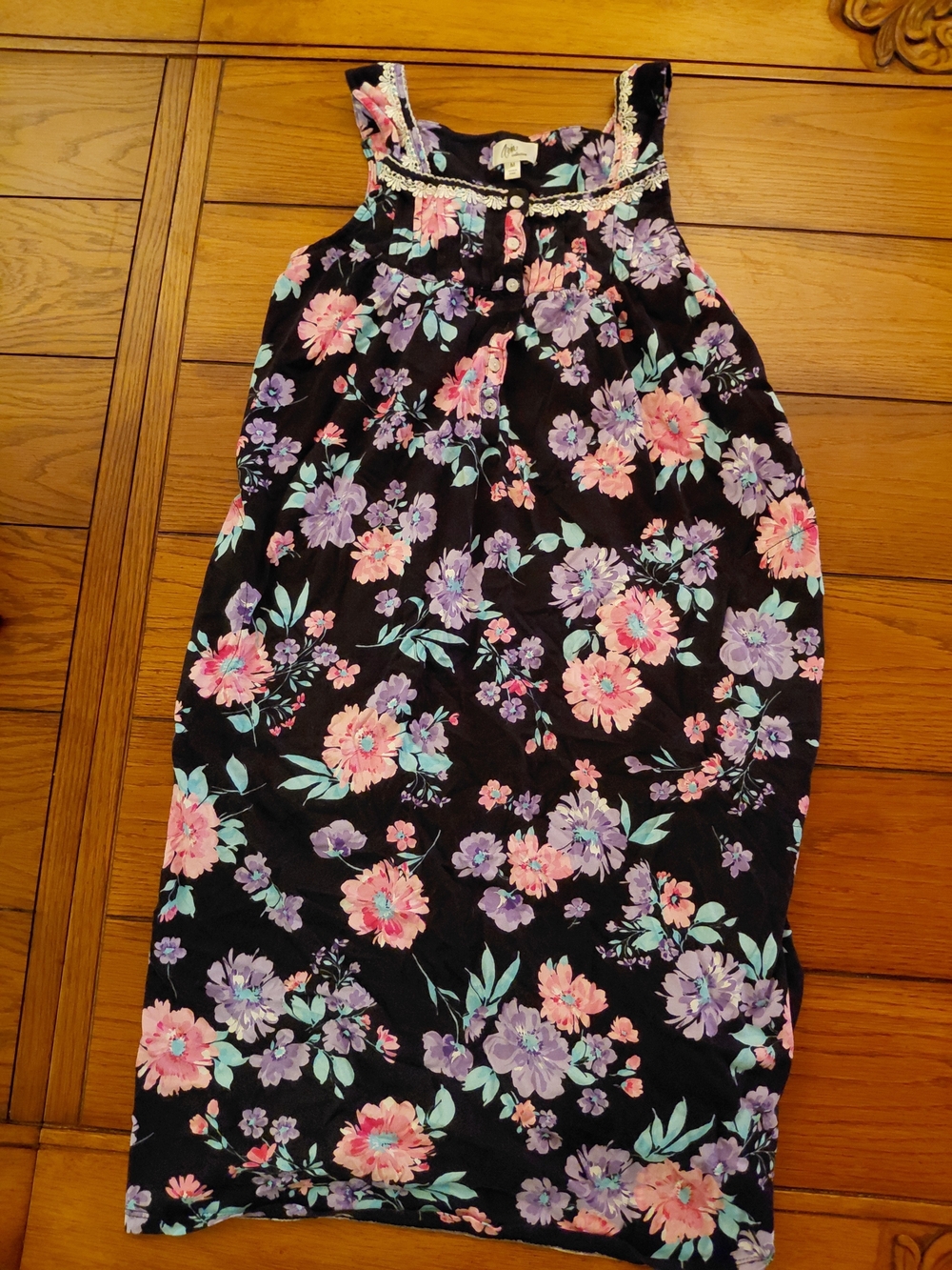 Aria Black Maxi Skirt with Pink & Purple Floral Print